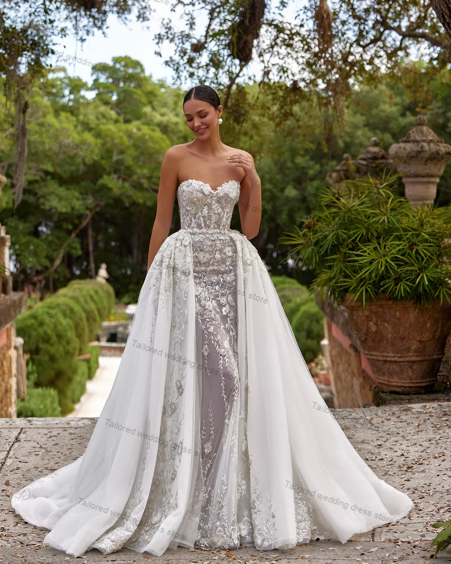 Luxury Floral Wedding Dress Overskirt Sweetheart Mermaid Bridal Evening Gown Customized Lace Up Back Guest Long Boho Robe
Luxury Floral Wedding Dress Overskirt Sweetheart Mermaid Bridal Evening Gown Customized Lace Up Back Guest Long Boho Robe