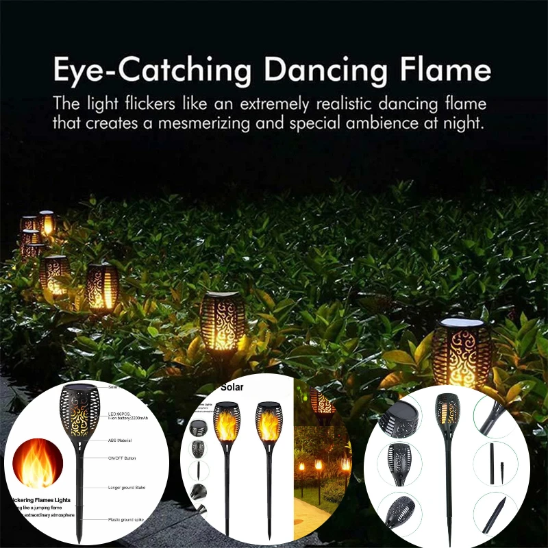 2pcs Solar Flame Torch Light Flickering Light Waterproof Garden Decoration Outdoor Lawn Path Yard Patio Floor Lamp
2pcs Solar Flame Torch Light Flickering Light Waterproof Garden Decoration Outdoor Lawn Path Yard Patio Floor Lamp