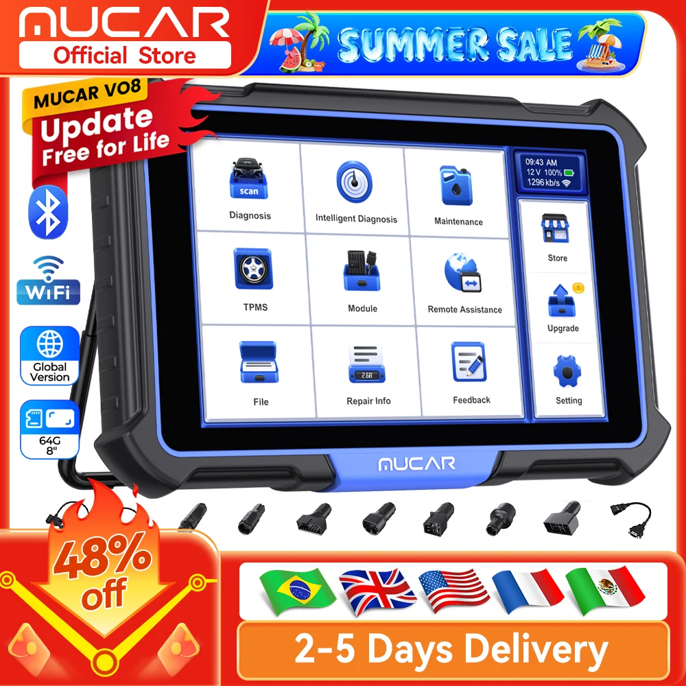 Lifetime Free Update MUCAR VO8 Professional OBD2 Diagnostic Tool Full System Diagnosis ECU Coding Bi-direcional 34 Resets
Lifetime Free Update MUCAR VO8 Professional OBD2 Diagnostic Tool Full System Diagnosis ECU Coding Bi-direcional 34 Resets