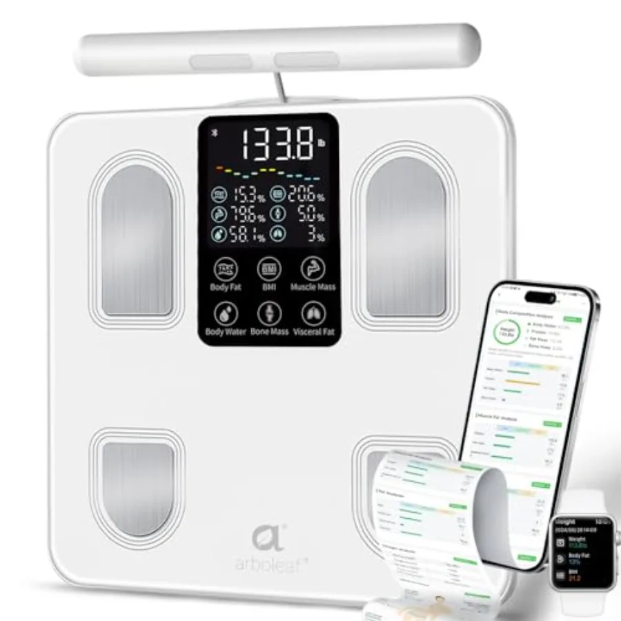 Smart bathroom scale for home use, tempered glass, black, 50+ metrics including BMI and body fat with 8-electrode precision and
Smart bathroom scale for home use, tempered glass, black, 50+ metrics including BMI and body fat with 8-electrode precision and