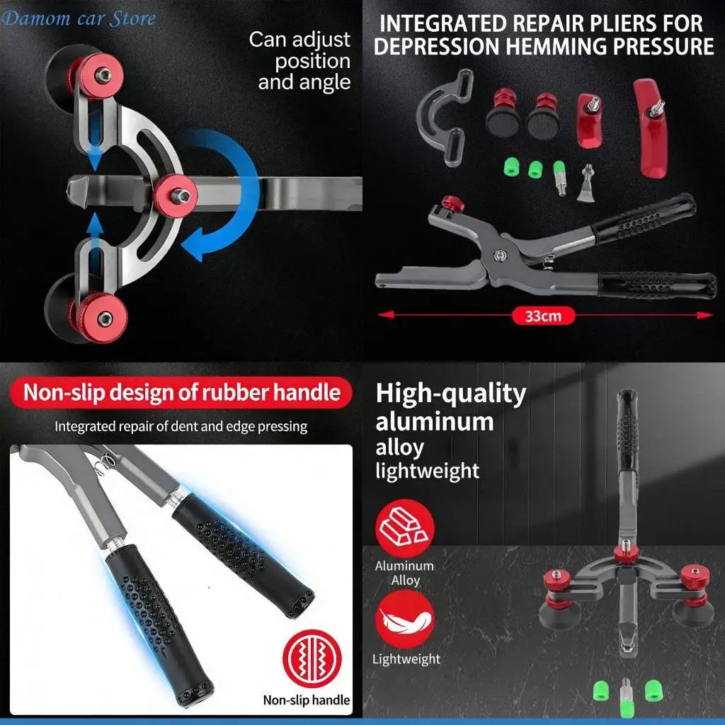 A2UC Dents Removal Tool Crimping Pliers With 2 Bases And 3 Replaceable Heads For Automobile Motorcycles Features Nonslip Grip
A2UC Dents Removal Tool Crimping Pliers With 2 Bases And 3 Replaceable Heads For Automobile Motorcycles Features Nonslip Grip