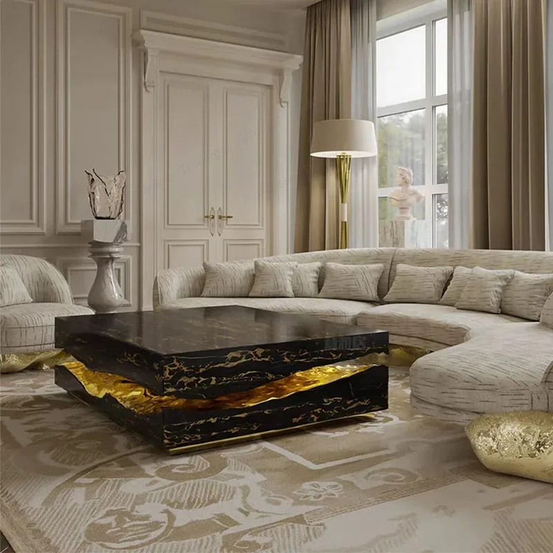 Italian luxury coffee table,marble top and waterproof surface with metal base, suitable for villa house living room decoration
Italian luxury coffee table,marble top and waterproof surface with metal base, suitable for villa house living room decoration