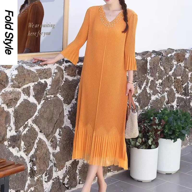 Новое плиссированное платье Miyake: комфортное, повседневное, однотонное, элегантное, для деловых встреч, женское
Новое плиссированное платье Miyake: комфортное, повседневное, однотонное, элегантное, для деловых встреч, женское