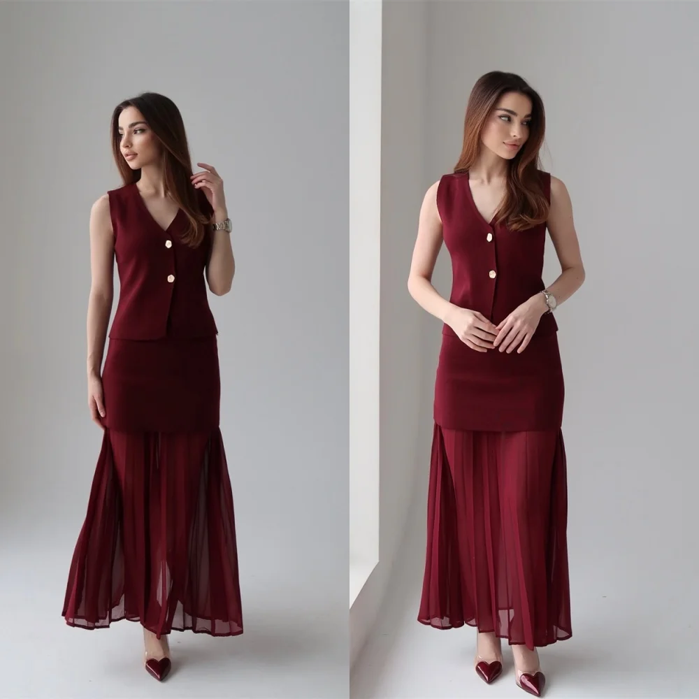 Customized Temperament Burgundy Jersey Evening Dress High Quality V-Neck Cap Sleeve Sleeveless Buttons Special Occasion Gowns
Customized Temperament Burgundy Jersey Evening Dress High Quality V-Neck Cap Sleeve Sleeveless Buttons Special Occasion Gowns