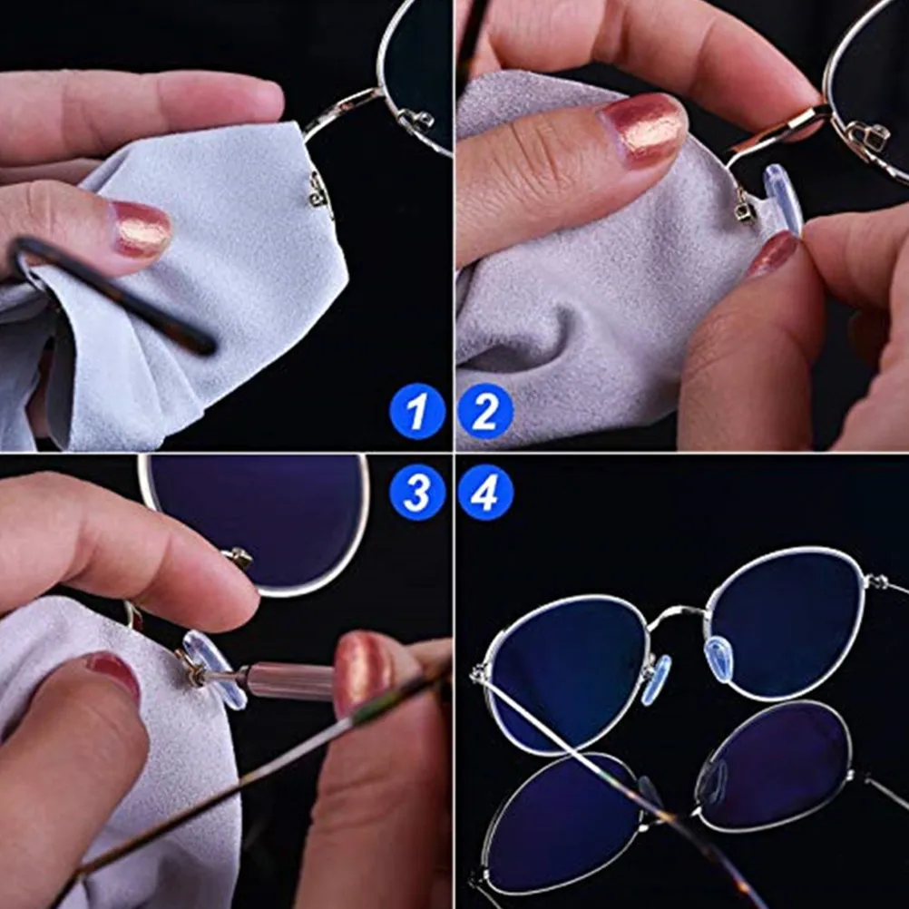 Glasses Repair Kit with 10 Silicone Nose Pads 10 Steel Screws Metal Tweezers Lens Cleaning Cloth Plastic Storage
Glasses Repair Kit with 10 Silicone Nose Pads 10 Steel Screws Metal Tweezers Lens Cleaning Cloth Plastic Storage
