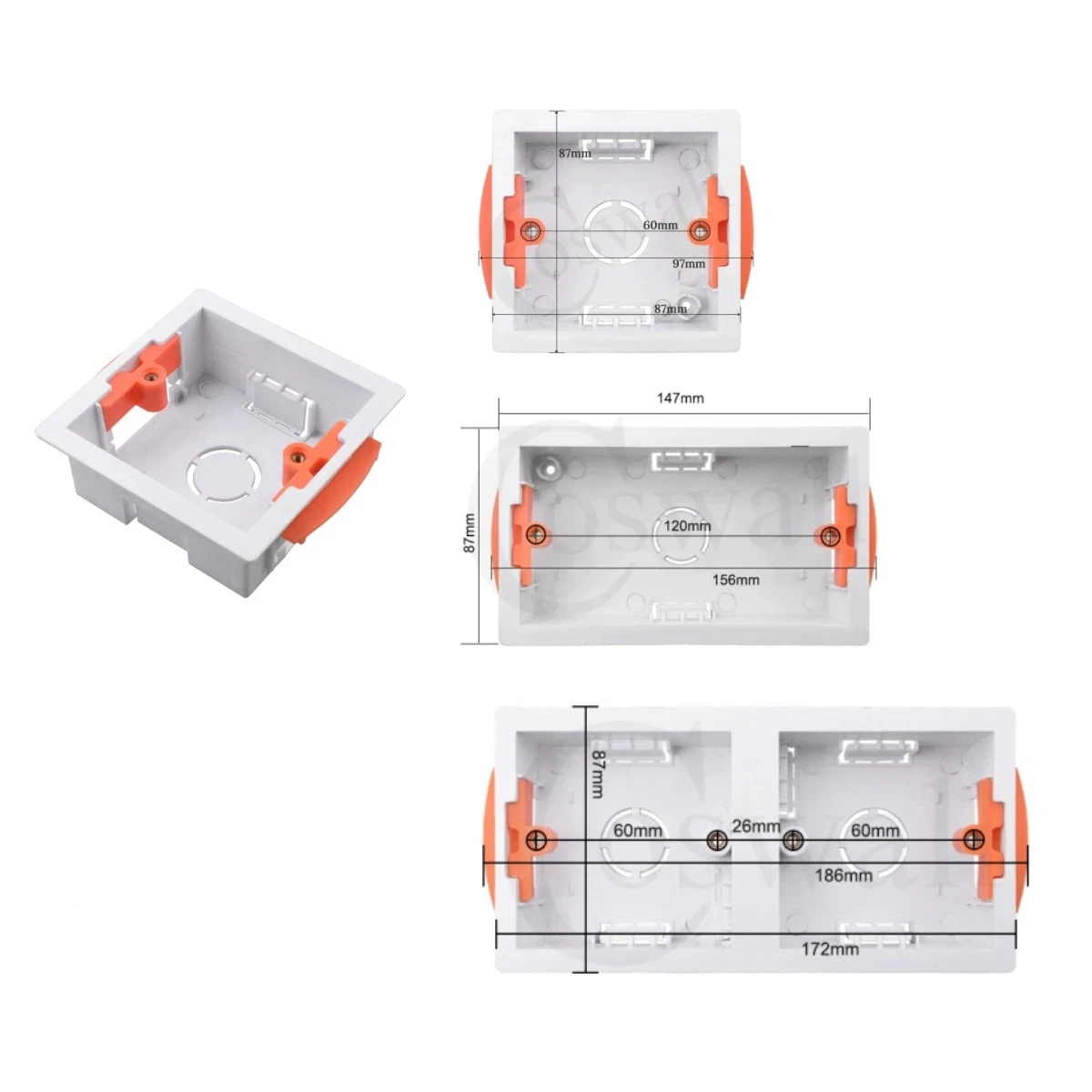 Special Gypsum Board Double Box 147 Junction Box for 86/146/172 Hollow Wall Cabinet Socket Bottom Box - Home Improvement
Special Gypsum Board Double Box 147 Junction Box for 86/146/172 Hollow Wall Cabinet Socket Bottom Box - Home Improvement