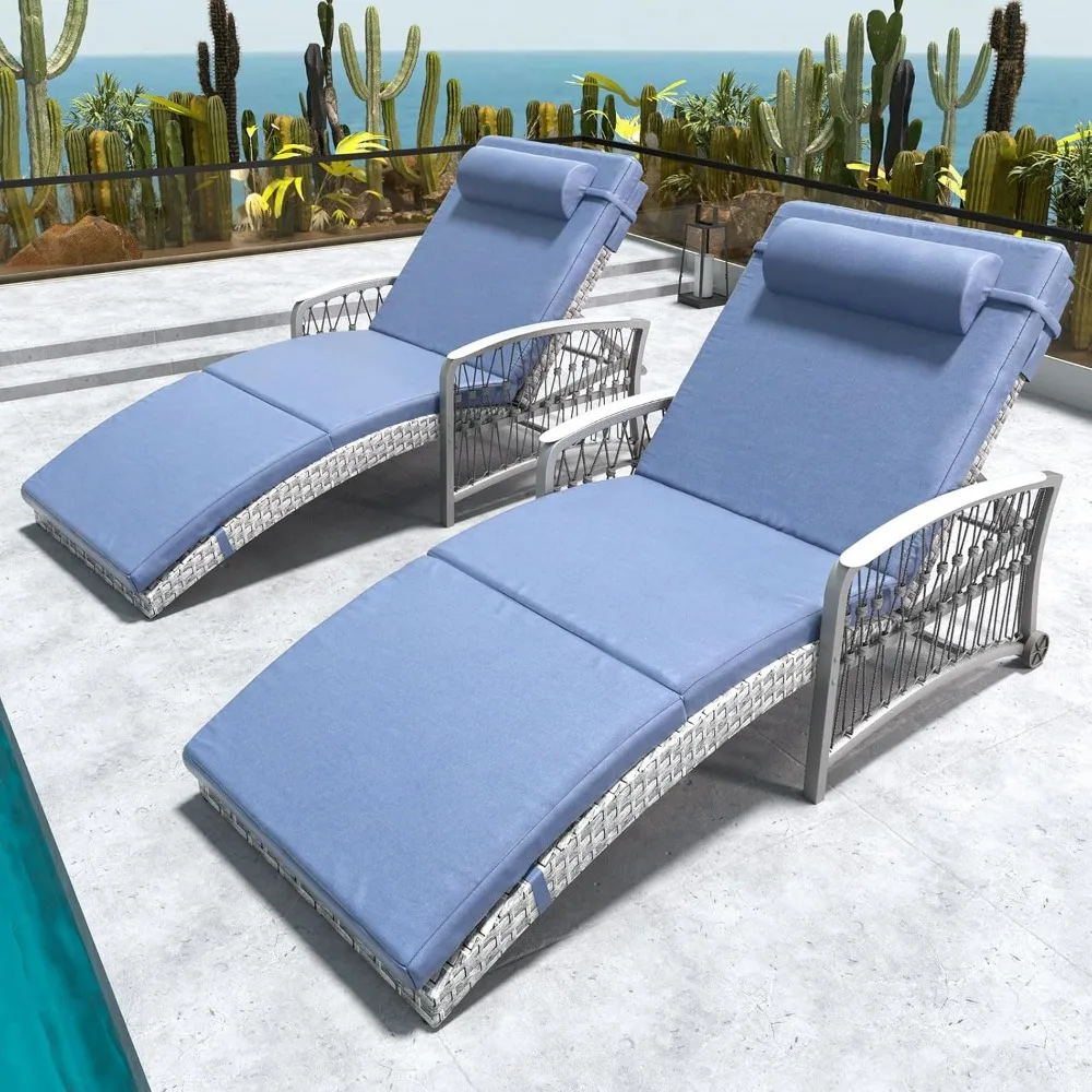 Outdoor Chaise Lounge Set of 2 Outdoor Wicker Rattan Patio Chairs Recliners with 5-Position Backrest & Thickened Cushions & Whee
Outdoor Chaise Lounge Set of 2 Outdoor Wicker Rattan Patio Chairs Recliners with 5-Position Backrest & Thickened Cushions & Whee