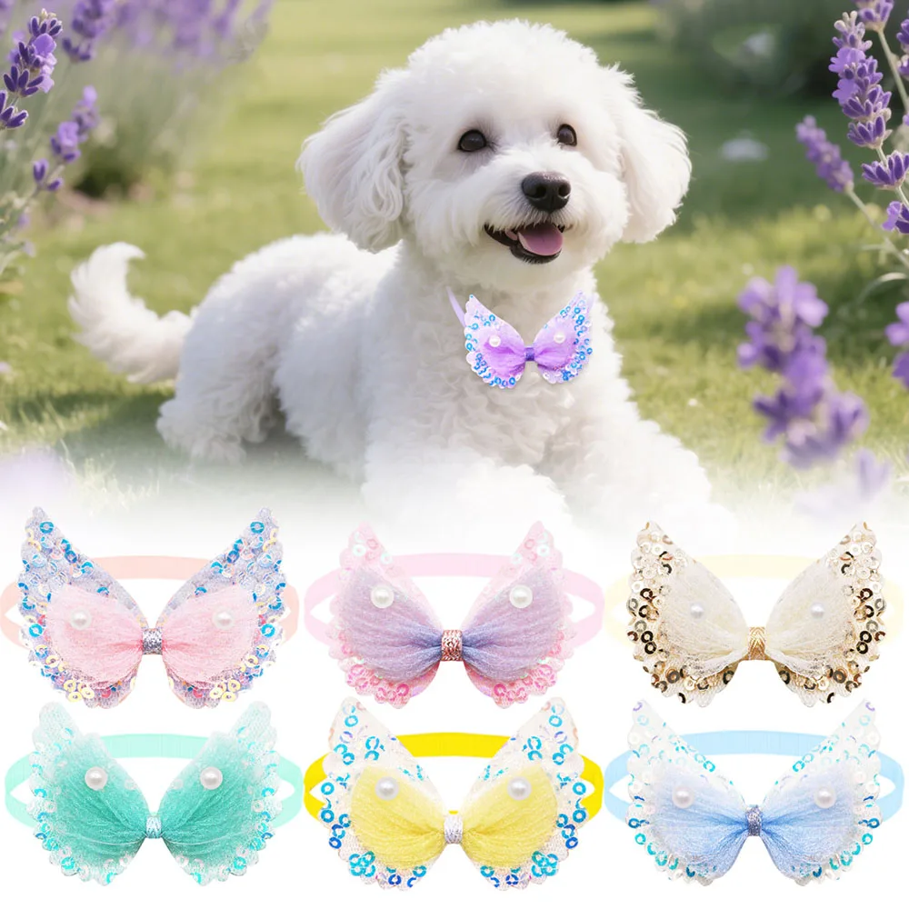 10PCS New Wings Shape Dog Bow Ties Adjustable Dog Bowties With Pearl Lace Cute Cat Necklaces Pet Grooming Accessories For Dogs
10PCS New Wings Shape Dog Bow Ties Adjustable Dog Bowties With Pearl Lace Cute Cat Necklaces Pet Grooming Accessories For Dogs