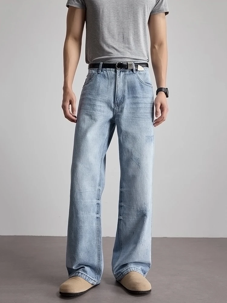 Straight Men's Jeans Spring New Fashion Vintage Frayed Streetwear Loose Cat Size Drape Casual Denim Trousers Male
Straight Men's Jeans Spring New Fashion Vintage Frayed Streetwear Loose Cat Size Drape Casual Denim Trousers Male