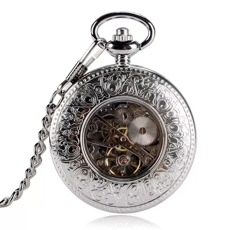 Hollow steam train pattern manual mechanical pocket watch, retro simple men's and women's pocket watch
Hollow steam train pattern manual mechanical pocket watch, retro simple men's and women's pocket watch