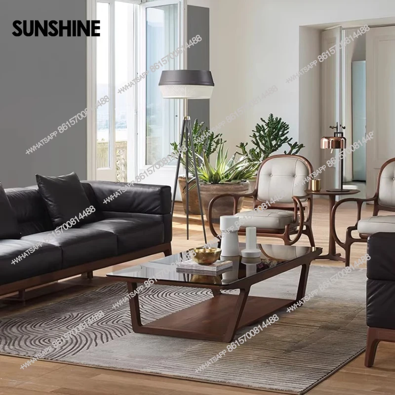 Light luxury solid wood coffee table tempered glass living room storage log home large tea table
Light luxury solid wood coffee table tempered glass living room storage log home large tea table