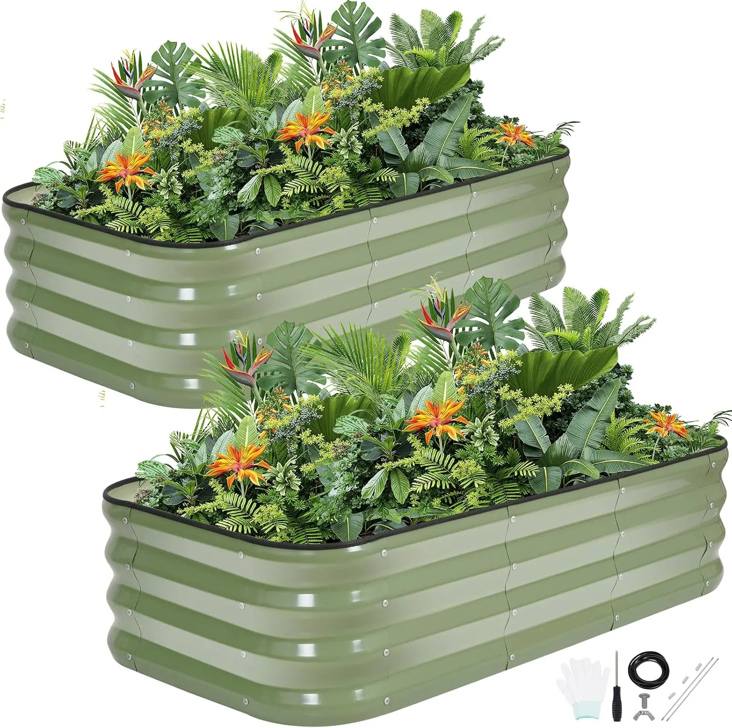 2Pcs 3-in-1 Adjustable Raised Garden Bed Kit | Galvanized Planter Boxes for Vegetables, Flowers | 12" Tall, Multiple Sizes (4x2x
2Pcs 3-in-1 Adjustable Raised Garden Bed Kit | Galvanized Planter Boxes for Vegetables, Flowers | 12" Tall, Multiple Sizes (4x2x