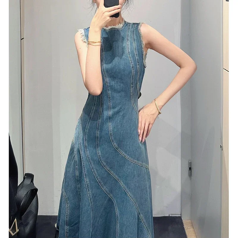 Temperament Designer Sleeveless Jeans Dress Women Wash Tassel Casual Side Zipper Ripped Tank Denim Summer Ladies 2024 Vestidos
Temperament Designer Sleeveless Jeans Dress Women Wash Tassel Casual Side Zipper Ripped Tank Denim Summer Ladies 2024 Vestidos