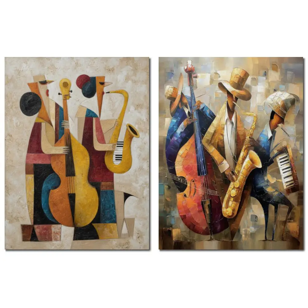 Hand-Painted Abstract Jazz Band Oil Painting Modern Musical Canvas Art for Music Room Office Home Decor Large Wall Art
Hand-Painted Abstract Jazz Band Oil Painting Modern Musical Canvas Art for Music Room Office Home Decor Large Wall Art