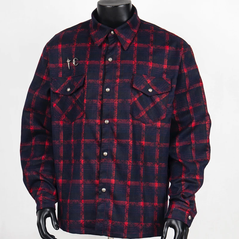Fashion Brand THUG CLUB Shirts High Street Metal Star Moon Logo Full Print Red Plaid Long Sleeve Thug Club Jacket Men Women
Fashion Brand THUG CLUB Shirts High Street Metal Star Moon Logo Full Print Red Plaid Long Sleeve Thug Club Jacket Men Women