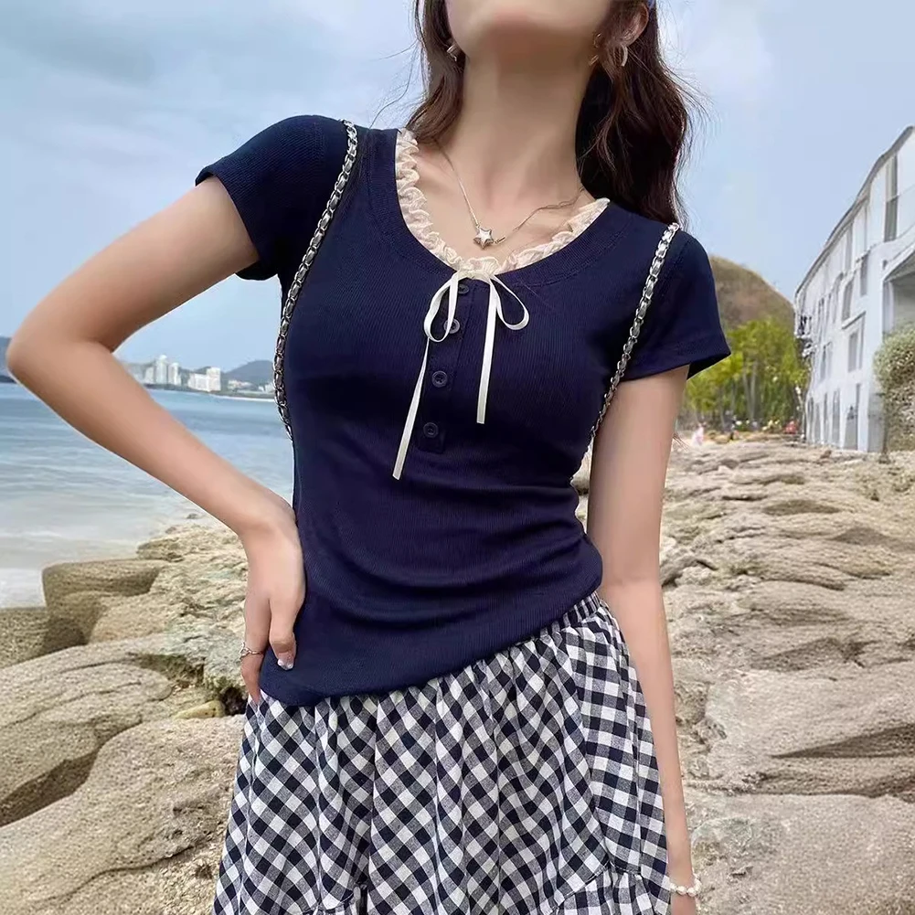 Casual Summer Shirt Lace Square Neck Top Great For Home Wear Solid Color Design Square Collar Neckline For Daily Wear
Casual Summer Shirt Lace Square Neck Top Great For Home Wear Solid Color Design Square Collar Neckline For Daily Wear