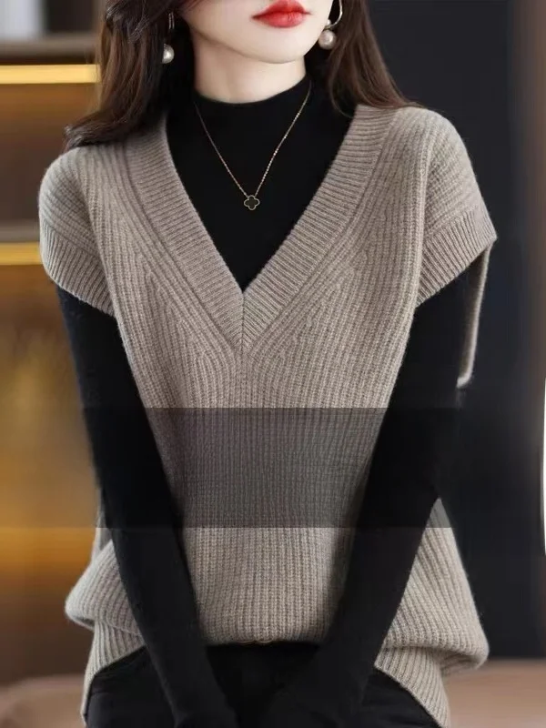 Women's Knitted V-Neck Sweater Vest Spring Autumn Outerwear Casual Fashion Commute Style Regular Length Color
Women's Knitted V-Neck Sweater Vest Spring Autumn Outerwear Casual Fashion Commute Style Regular Length Color