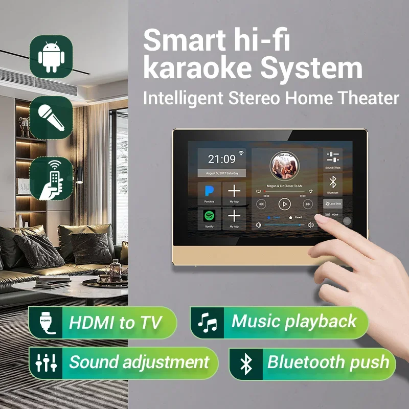 7-Inch Touch Screen Smart Home Audio Amplifiers WiFi For Bluetooth 8*25W Blue-tooth Wall Amplifier DVD Player Host Background Mu
7-Inch Touch Screen Smart Home Audio Amplifiers WiFi For Bluetooth 8*25W Blue-tooth Wall Amplifier DVD Player Host Background Mu