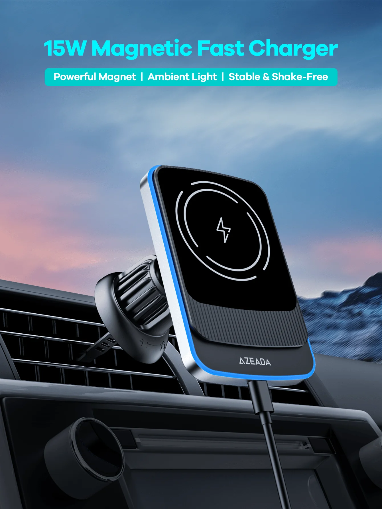15W Magnetic Fast Wireless Charger For Car, Ultra Slim 360° Rotate, Strong Magnet Grip, Type-C Input, Ambient Light
15W Magnetic Fast Wireless Charger For Car, Ultra Slim 360° Rotate, Strong Magnet Grip, Type-C Input, Ambient Light