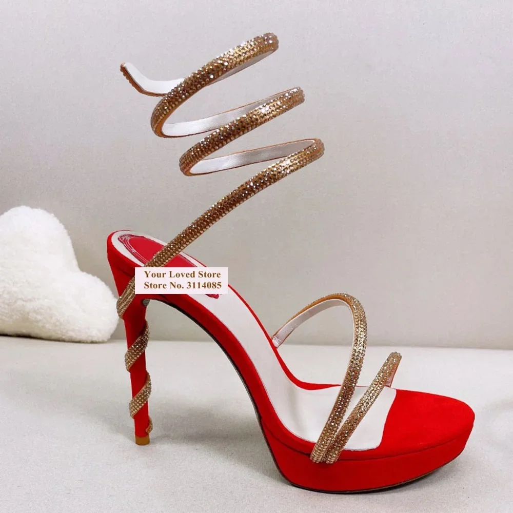 Choudory Glitter Crystal Snake Shaped Strap Twisted High Heel Sandals Red Champagne Gold Platform S Wedding Shoes Rhinestone
Choudory Glitter Crystal Snake Shaped Strap Twisted High Heel Sandals Red Champagne Gold Platform S Wedding Shoes Rhinestone