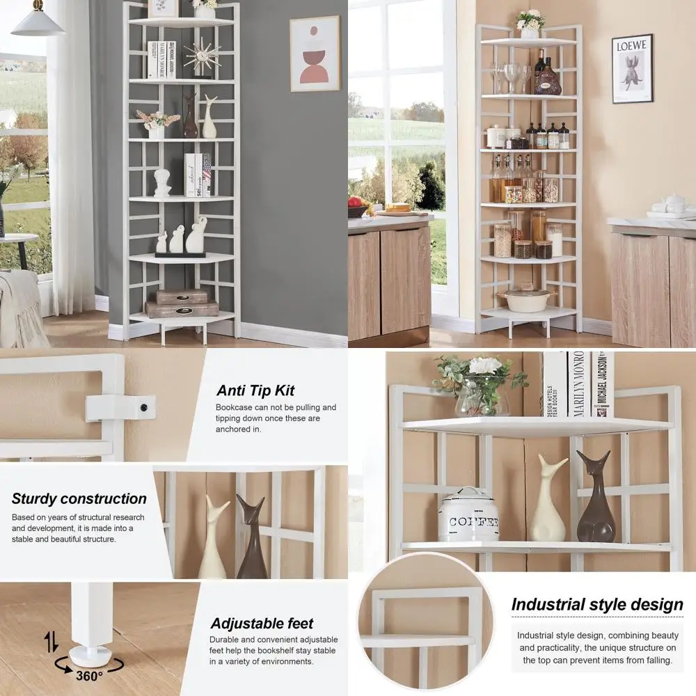 6-Tier Tall Narrow Bookshelf, 76.9 White Industrial Style Storage for Home Office, Living Room, and Bedroom
6-Tier Tall Narrow Bookshelf, 76.9 White Industrial Style Storage for Home Office, Living Room, and Bedroom