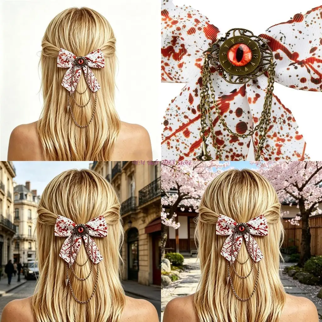 49ME Horror Blood Stained Bowknot Hairpin Props Feature Oversized Accent
49ME Horror Blood Stained Bowknot Hairpin Props Feature Oversized Accent