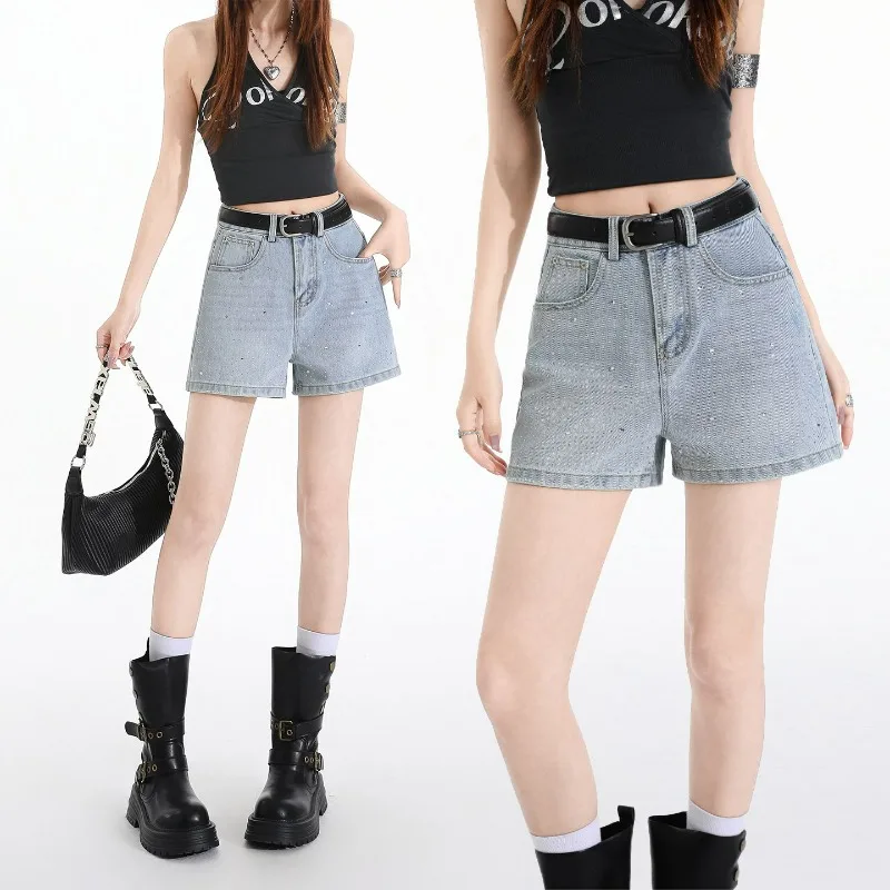 Summer Shorts Jeans Women Diamonds Denims Mid Waist Washed Distressed Pockets Female Casual Straight Short Pants 2026 Streetwear
Summer Shorts Jeans Women Diamonds Denims Mid Waist Washed Distressed Pockets Female Casual Straight Short Pants 2026 Streetwear