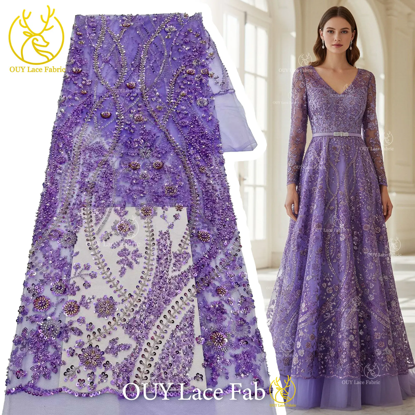 2026 New Design African Beaded Lace Fabric High Quality French Sequins Lace Fabric Purple Nigerian Party Wedding Dress Sewing
2026 New Design African Beaded Lace Fabric High Quality French Sequins Lace Fabric Purple Nigerian Party Wedding Dress Sewing