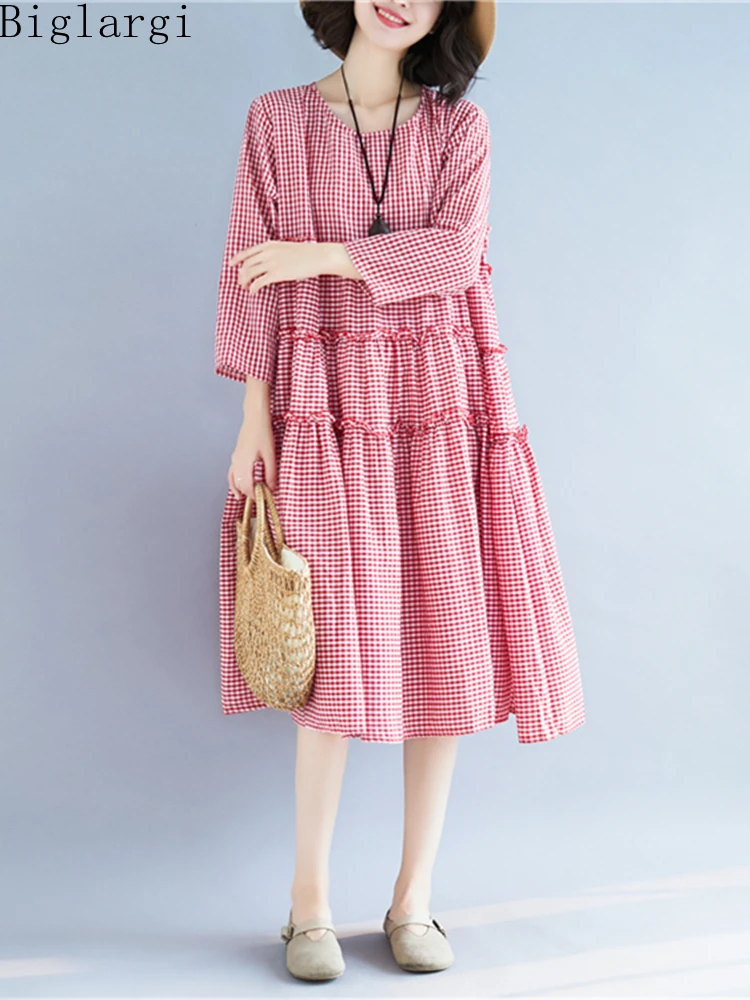 Oversized Chic 2023 New Summer Women Plaid Loose Dress Casual Ladies Womens Ruffle Edge Dresses Korean Cotton Hemp Midi Dress
Oversized Chic 2023 New Summer Women Plaid Loose Dress Casual Ladies Womens Ruffle Edge Dresses Korean Cotton Hemp Midi Dress