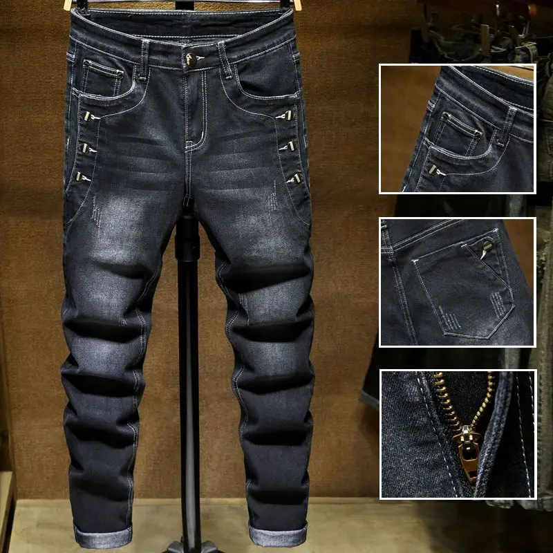 High-Quality New Arrival Men's Slim Jeans Stretch Korean Casual Cowboy Denim Pencil Trousers for Autumn Designer Pencil Pants
High-Quality New Arrival Men's Slim Jeans Stretch Korean Casual Cowboy Denim Pencil Trousers for Autumn Designer Pencil Pants