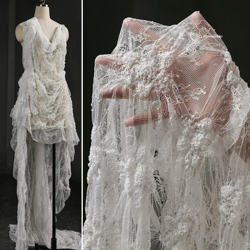 100x80cm White Filigree 3D Embroidered Lace Fabric Stretch Mesh Textured for Fashion Clothing Designer Sewing Draping Fabric
100x80cm White Filigree 3D Embroidered Lace Fabric Stretch Mesh Textured for Fashion Clothing Designer Sewing Draping Fabric