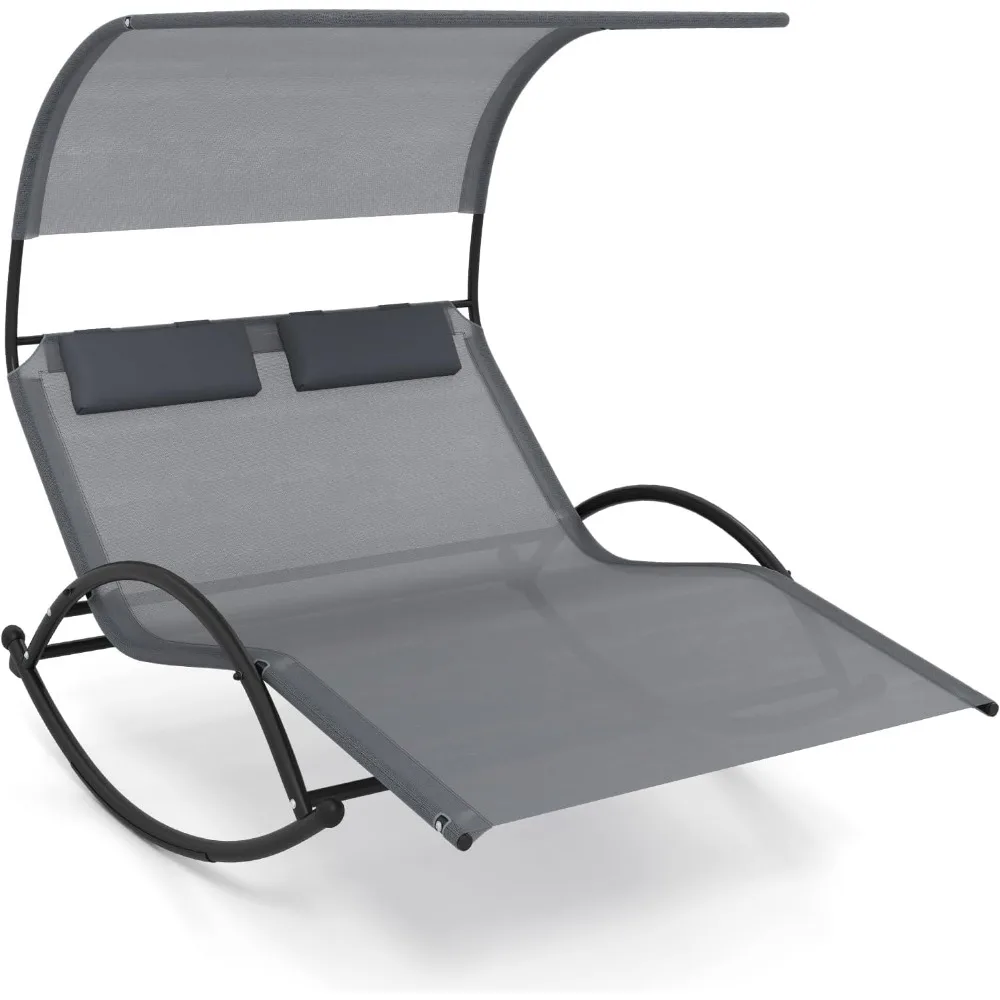 2 Person Lounge Chair with Canopy, Outdoor Chaise Lounge with 2 Detachable Pillows, Sturdy Metal Frame, Extra Large Double Pati
2 Person Lounge Chair with Canopy, Outdoor Chaise Lounge with 2 Detachable Pillows, Sturdy Metal Frame, Extra Large Double Pati