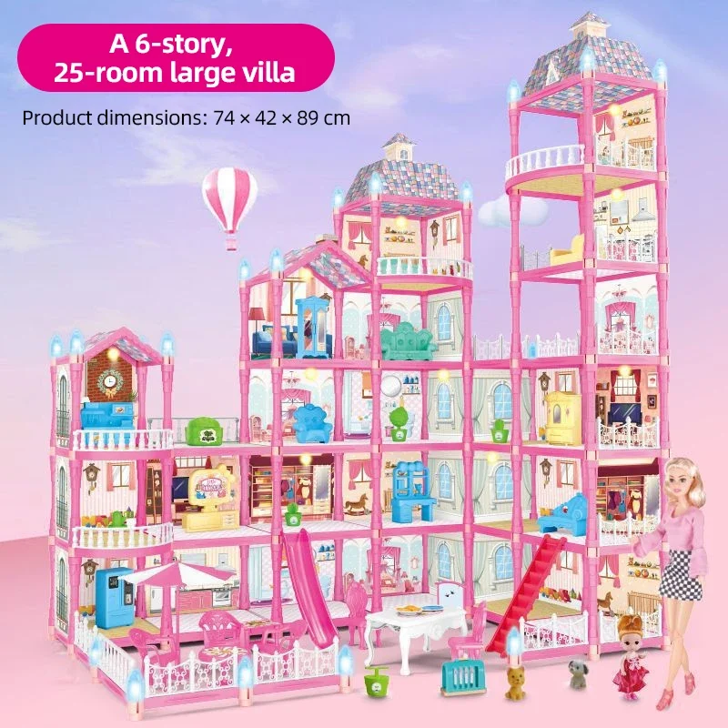 DIY Play House Castle Toy Assembly Cartoom Scene Simulation With Light Furniture Sturdy Villa Building Blocks Toys for Girl Gift
DIY Play House Castle Toy Assembly Cartoom Scene Simulation With Light Furniture Sturdy Villa Building Blocks Toys for Girl Gift