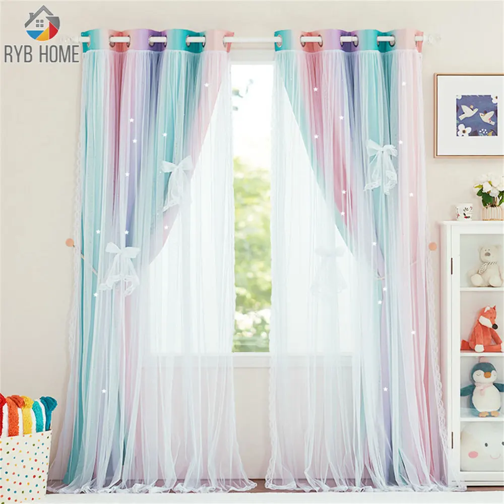 Blackout Curtain Shiny Stars Children Cloth Curtains Colorful Double Layer Star Window Curtains for Living Room Bedroom Gradient
Blackout Curtain Shiny Stars Children Cloth Curtains Colorful Double Layer Star Window Curtains for Living Room Bedroom Gradient