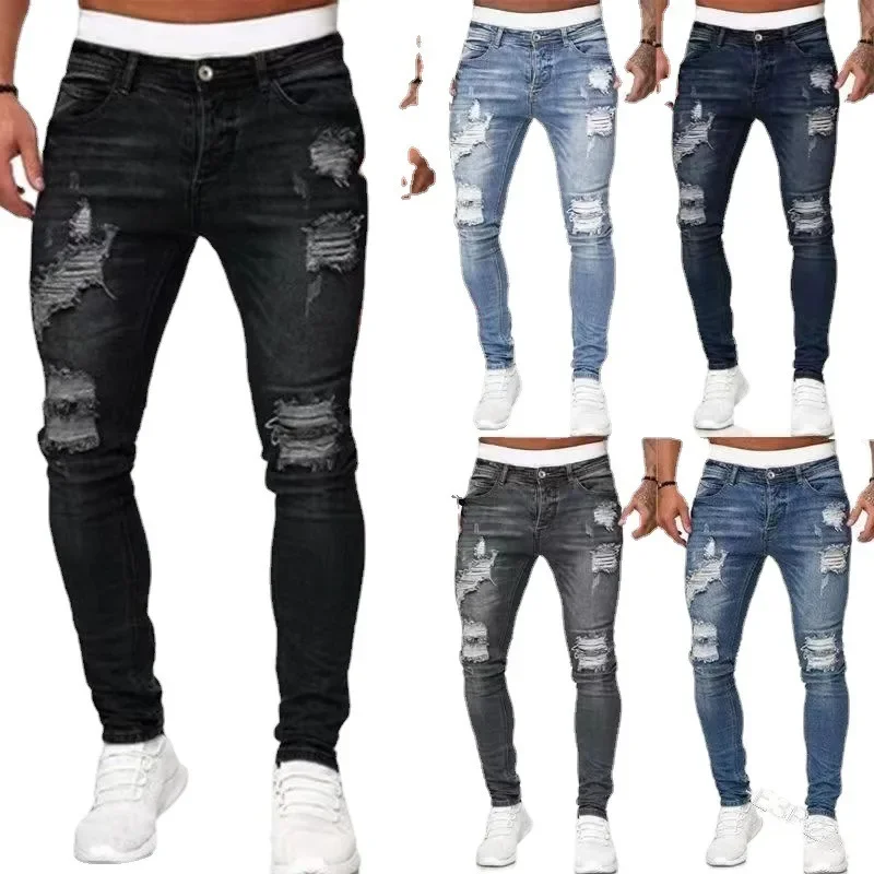 Spring and Summer New Slim-fitting Trend Pants European and American Ripped Denim Small Feet Men's Pants Ripped Jeans
Spring and Summer New Slim-fitting Trend Pants European and American Ripped Denim Small Feet Men's Pants Ripped Jeans