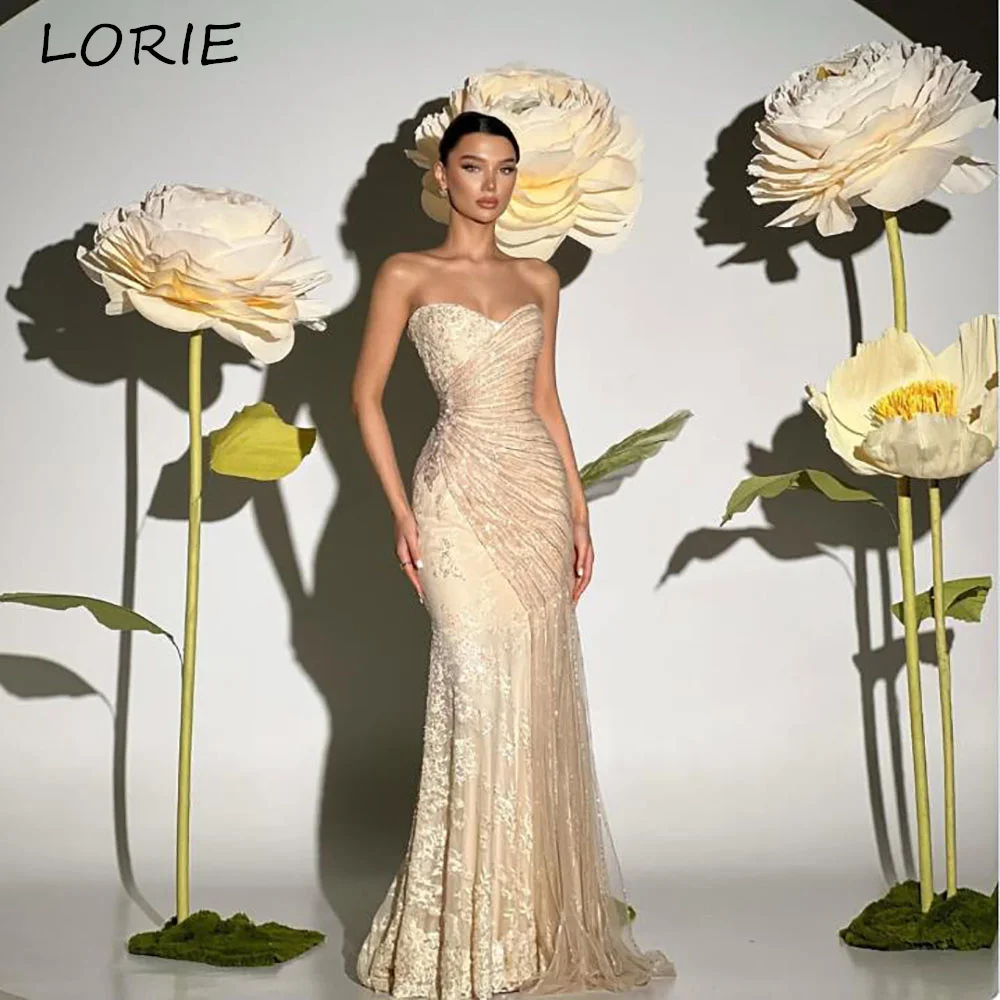 LORIE Lace Evening Dresses Elegant Sttapless Applique Sweetheart Pleats Mermaid Arabia Prom Gown Ruffle Party Dresses Customized
LORIE Lace Evening Dresses Elegant Sttapless Applique Sweetheart Pleats Mermaid Arabia Prom Gown Ruffle Party Dresses Customized