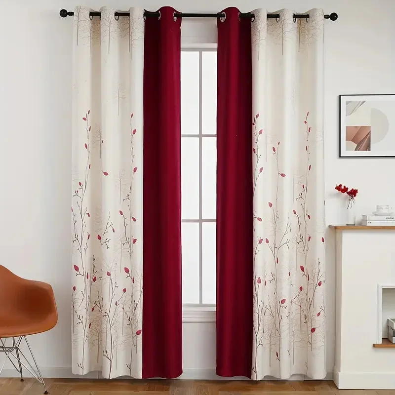 DDHOME 2pcs Burgundy & White Pastoral Print Curtains - Half Blackout, Protection, Light Filtering for Living Room or Study, Elegant
DDHOME 2pcs Burgundy & White Pastoral Print Curtains - Half Blackout, Protection, Light Filtering for Living Room or Study, Elegant