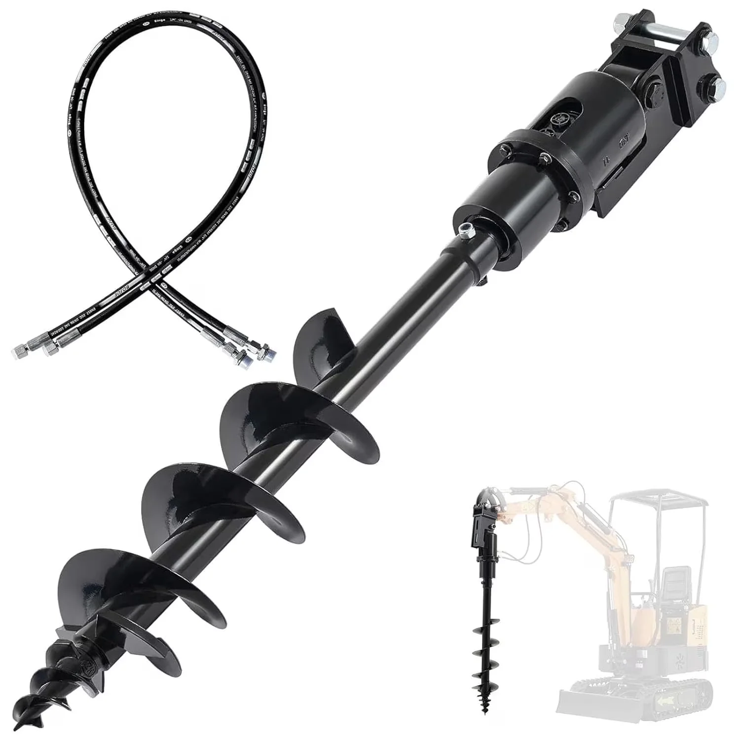 8"/200mm Mini Excavator Auger Drill Attachment with Hydraulic Pipes, Compatible with 1-1.5 Ton Mini Excavator, for Garden & Farm
8"/200mm Mini Excavator Auger Drill Attachment with Hydraulic Pipes, Compatible with 1-1.5 Ton Mini Excavator, for Garden & Farm