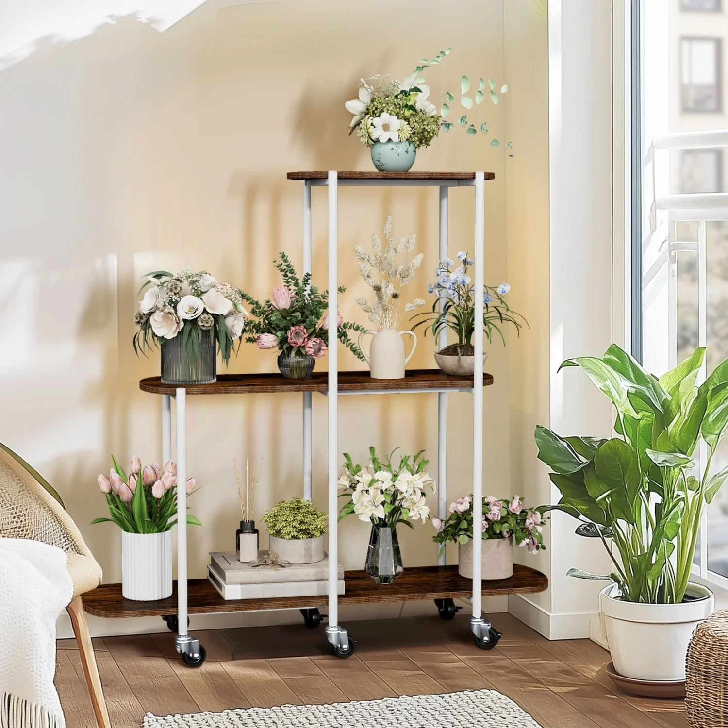 Customizable Support pour plantes d'intérieur à 3 niveaux avec roulettes verrouillables, présentoir pour pots de fleurs
Customizable Support pour plantes d'intérieur à 3 niveaux avec roulettes verrouillables, présentoir pour pots de fleurs