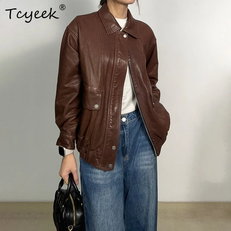 Tcyeek Real Leather Jacket Autumn Clothes Natural Sheepskin Coat Women Fashion Mens Coats Vintage Mid-length Casaco Feminino
Tcyeek Real Leather Jacket Autumn Clothes Natural Sheepskin Coat Women Fashion Mens Coats Vintage Mid-length Casaco Feminino