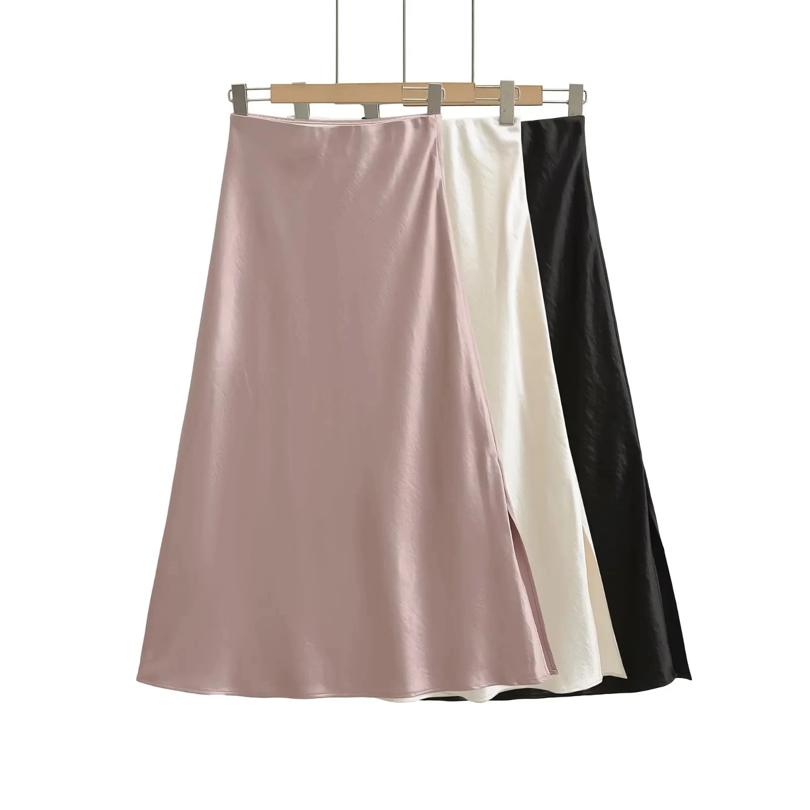 Ele Simple Pleated A-Line Satin Skirt High Waist Slimming Color Side Slit Long Skirt Women's Street Sle Casual
Ele Simple Pleated A-Line Satin Skirt High Waist Slimming Color Side Slit Long Skirt Women's Street Sle Casual