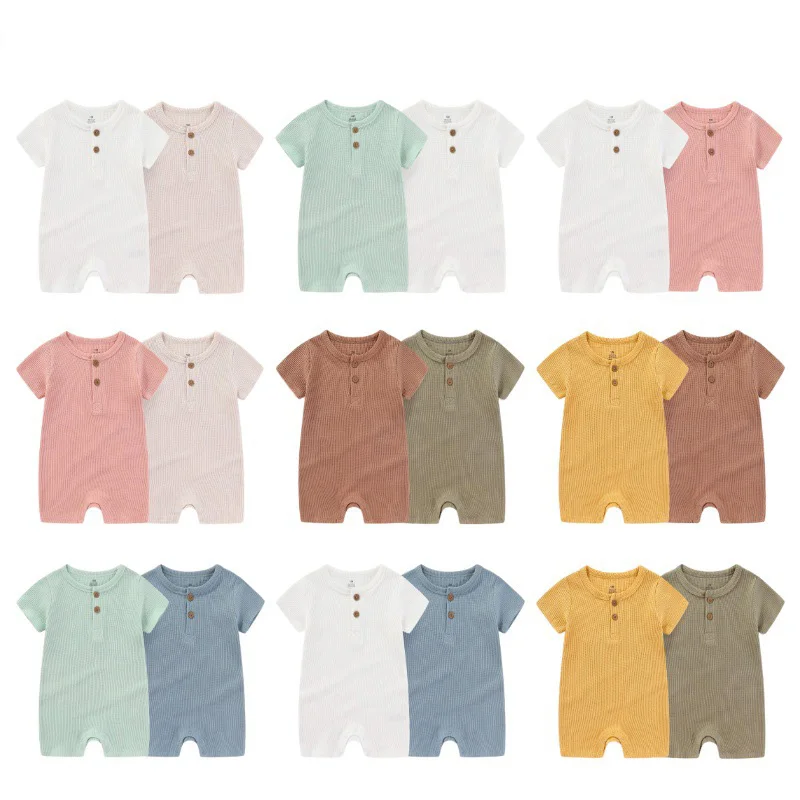 2 pcs New Summer Kids Bodysuit Short Sleeve Pure Color Baby Rompers Knitted Babbies Bodysuit With Button For Girl and boy
2 pcs New Summer Kids Bodysuit Short Sleeve Pure Color Baby Rompers Knitted Babbies Bodysuit With Button For Girl and boy