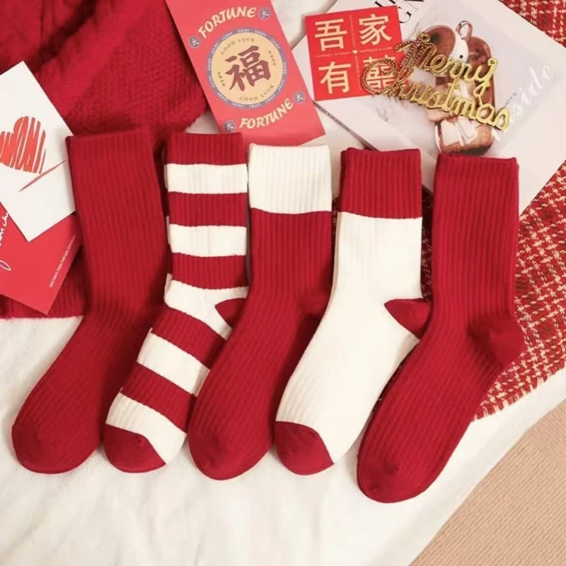 4 Pairs Red Socks for The Zodiac Year Autumn and Winter Men's and Women's New Year, Mid Length Socks for Women Big Red Stockings
4 Pairs Red Socks for The Zodiac Year Autumn and Winter Men's and Women's New Year, Mid Length Socks for Women Big Red Stockings