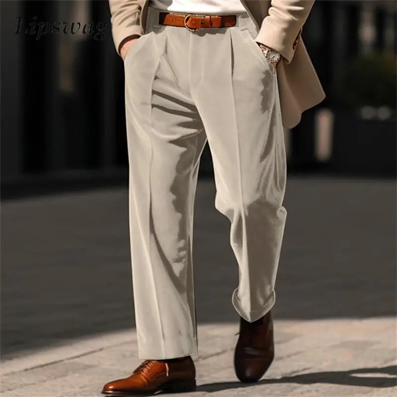 Business Casual Velvet Pants Mens Spring Vintage Solid Color Loose Straight Velvet Trousers For Men Fashionable Pleated Trousers
Business Casual Velvet Pants Mens Spring Vintage Solid Color Loose Straight Velvet Trousers For Men Fashionable Pleated Trousers