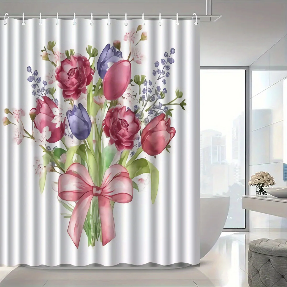 1pc Mother's Day floral pattern shower curtain with hook, bathroom partition, bathroom accessories, home decoration
1pc Mother's Day floral pattern shower curtain with hook, bathroom partition, bathroom accessories, home decoration