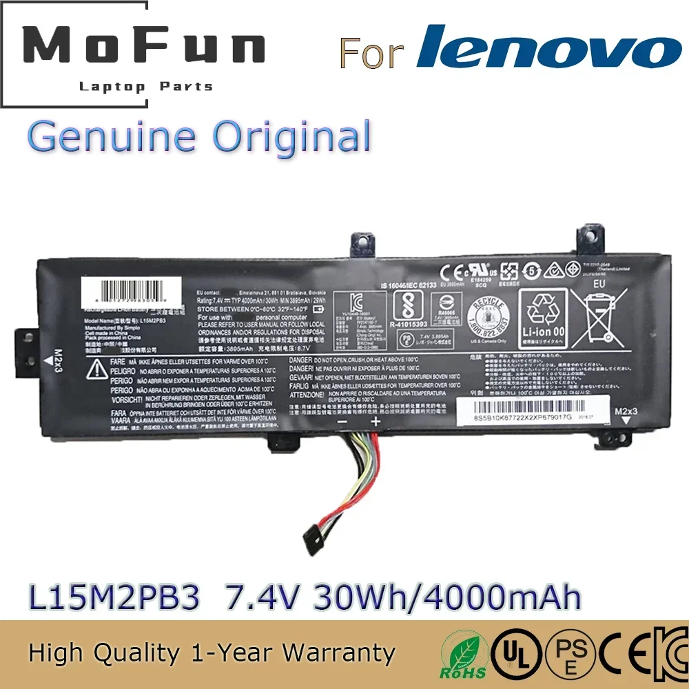 Новый оригинальный аккумулятор для ноутбука L15M2PB3 7,4 В 30 Втч для Lenovo Ideapad 310-15ISK 510-15IS L15L2PB4 L15L2PB5 и т. д.
Новый оригинальный аккумулятор для ноутбука L15M2PB3 7,4 В 30 Втч для Lenovo Ideapad 310-15ISK 510-15IS L15L2PB4 L15L2PB5 и т. д.