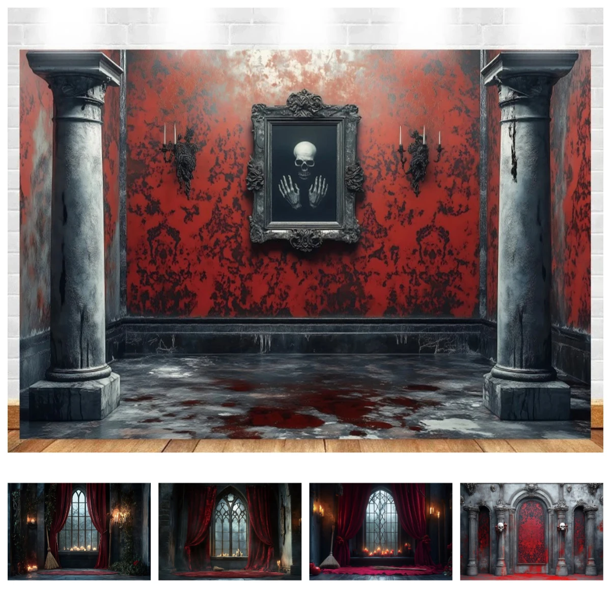 Halloween Photography Backdrops Medieval Castle Palace Horror Red Wall Curtain Skull Adults Portrait Decoration Photo Background
Halloween Photography Backdrops Medieval Castle Palace Horror Red Wall Curtain Skull Adults Portrait Decoration Photo Background