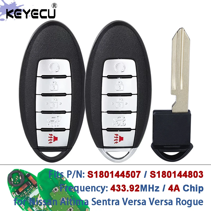 KEYECU 433,92 МГц 4A чип KR5TXN4 S180144507 S180144803 умный дистанционный брелок для Nissan Altima Sentra Versa Versa Rogue 2019-2024
KEYECU 433,92 МГц 4A чип KR5TXN4 S180144507 S180144803 умный дистанционный брелок для Nissan Altima Sentra Versa Versa Rogue 2019-2024