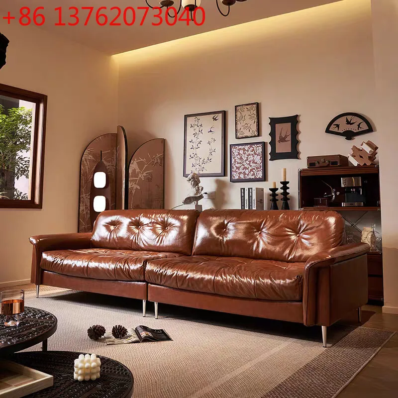 Medieval retro living room sofa first layer cowhide French straight row four-person sofa
Medieval retro living room sofa first layer cowhide French straight row four-person sofa