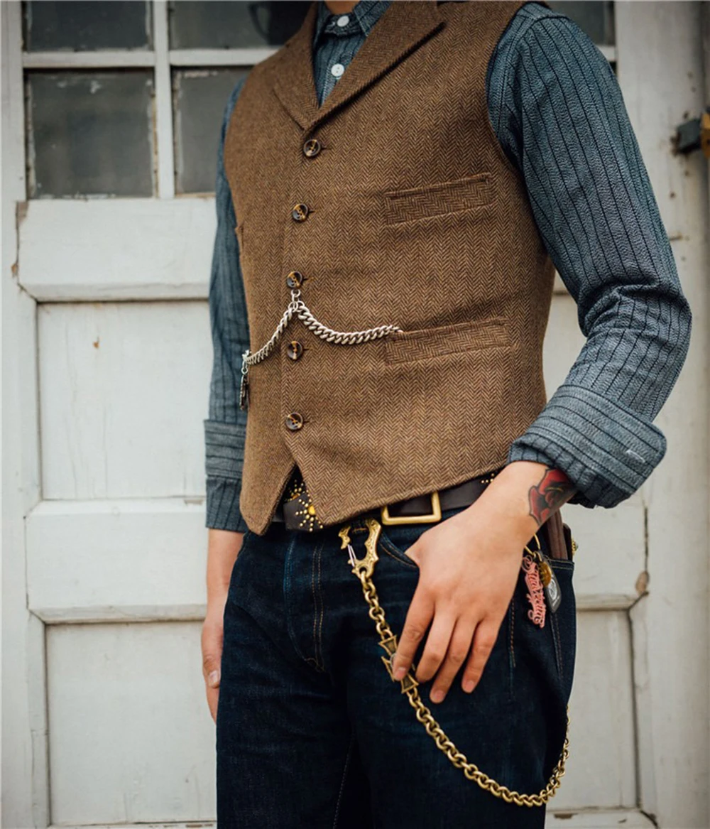 Mens Suit Vest Lapel V Neck Wool Herringbone Casual Brown Waistcoat Casual Formal Groomsman Jacket For Wedding
Mens Suit Vest Lapel V Neck Wool Herringbone Casual Brown Waistcoat Casual Formal Groomsman Jacket For Wedding